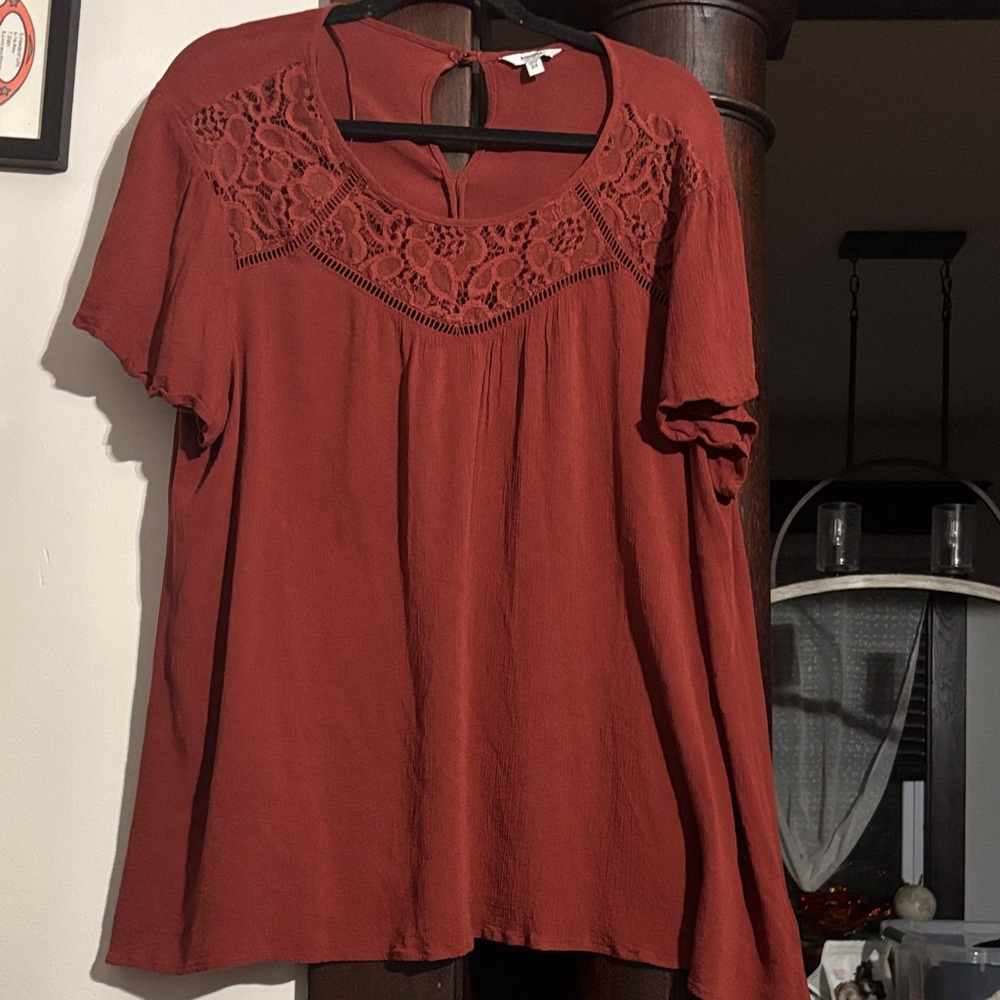 Sonoma Women's Terracotta Lace Accent Blouse